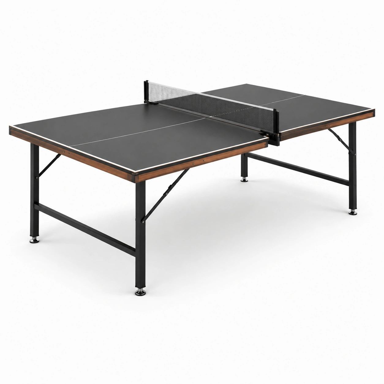 Table de ping-pong intérieure pliante en acier et MDF noir