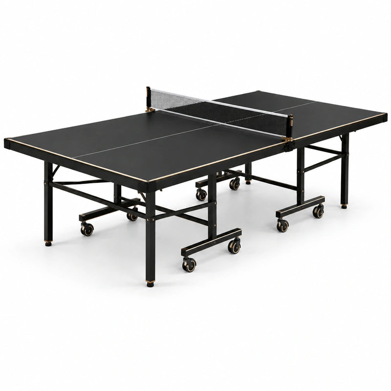 Table de ping-pong intérieure pliante avec cadre en acier noir