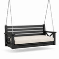 Balancelle en bois noir avec coussin crème 150 cm
