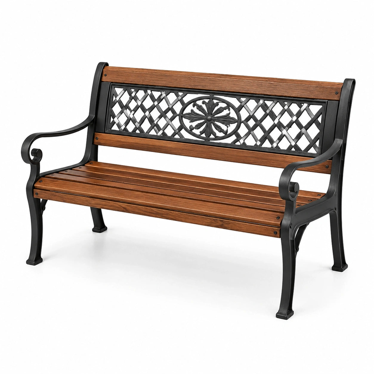 Banc de jardin en bois et fonte robuste