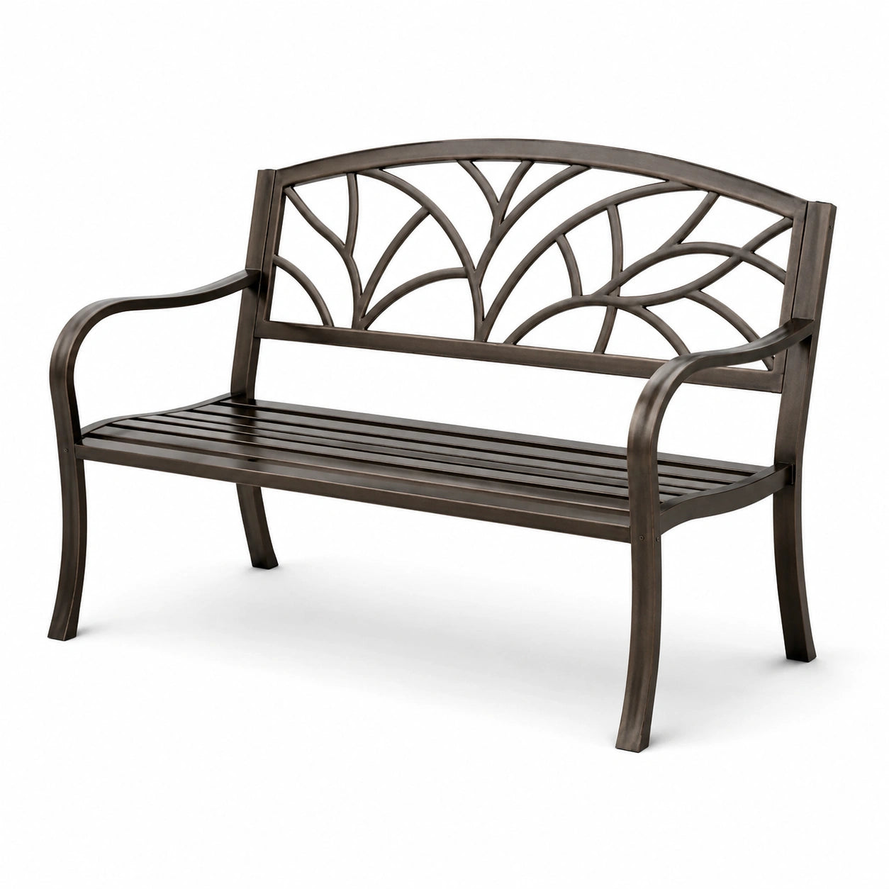 Banc de jardin en métal bronze foncé 128x60x85 cm