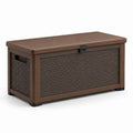 Coffre de rangement en plastique tressé marron 145L