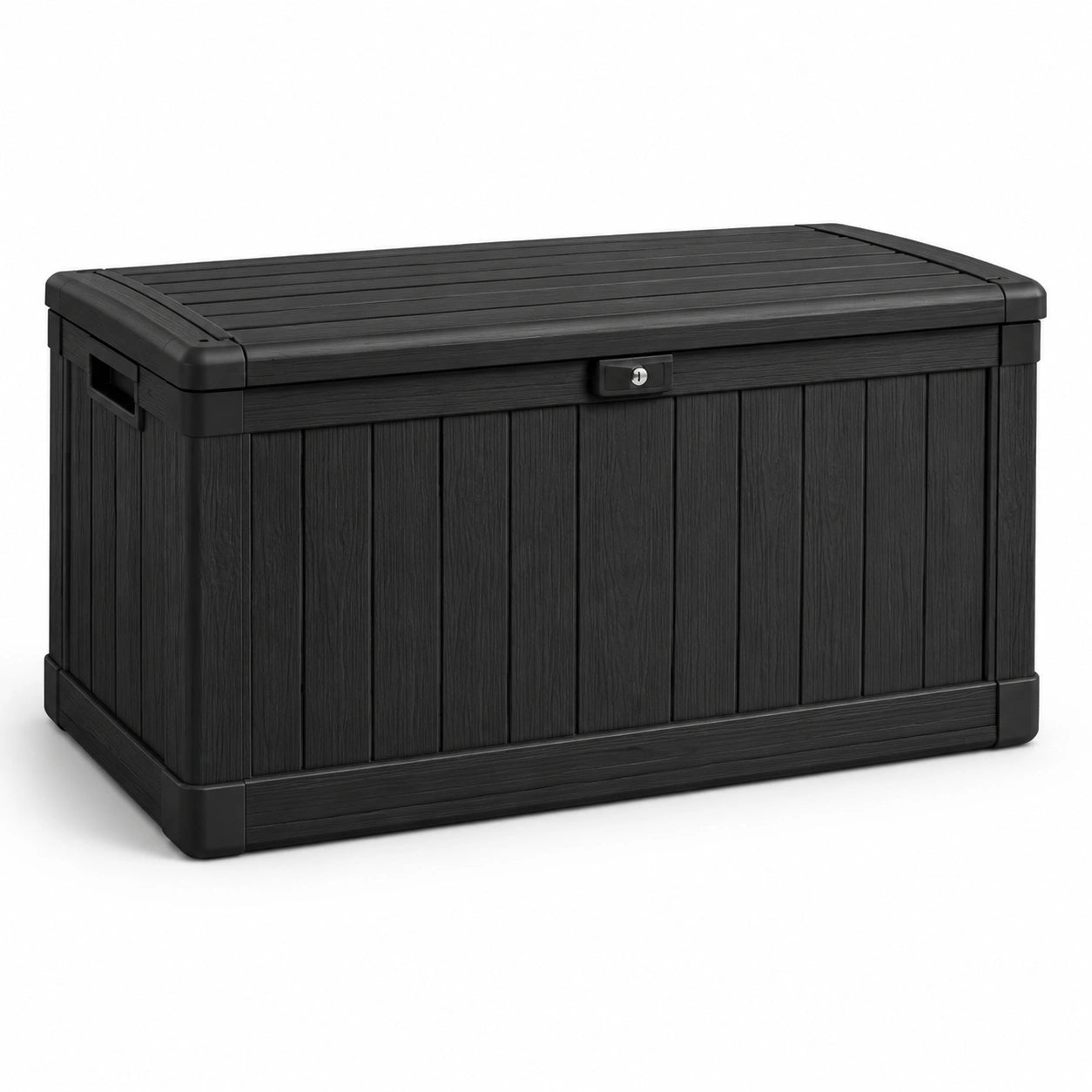 Coffre de rangement extérieur en plastique noir 122x57x63 cm