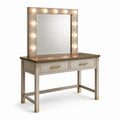 Coiffeuse en bois avec miroir LED et 2 tiroirs