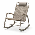 Fauteuil à bascule en métal avec corde tressée synthétique taupe