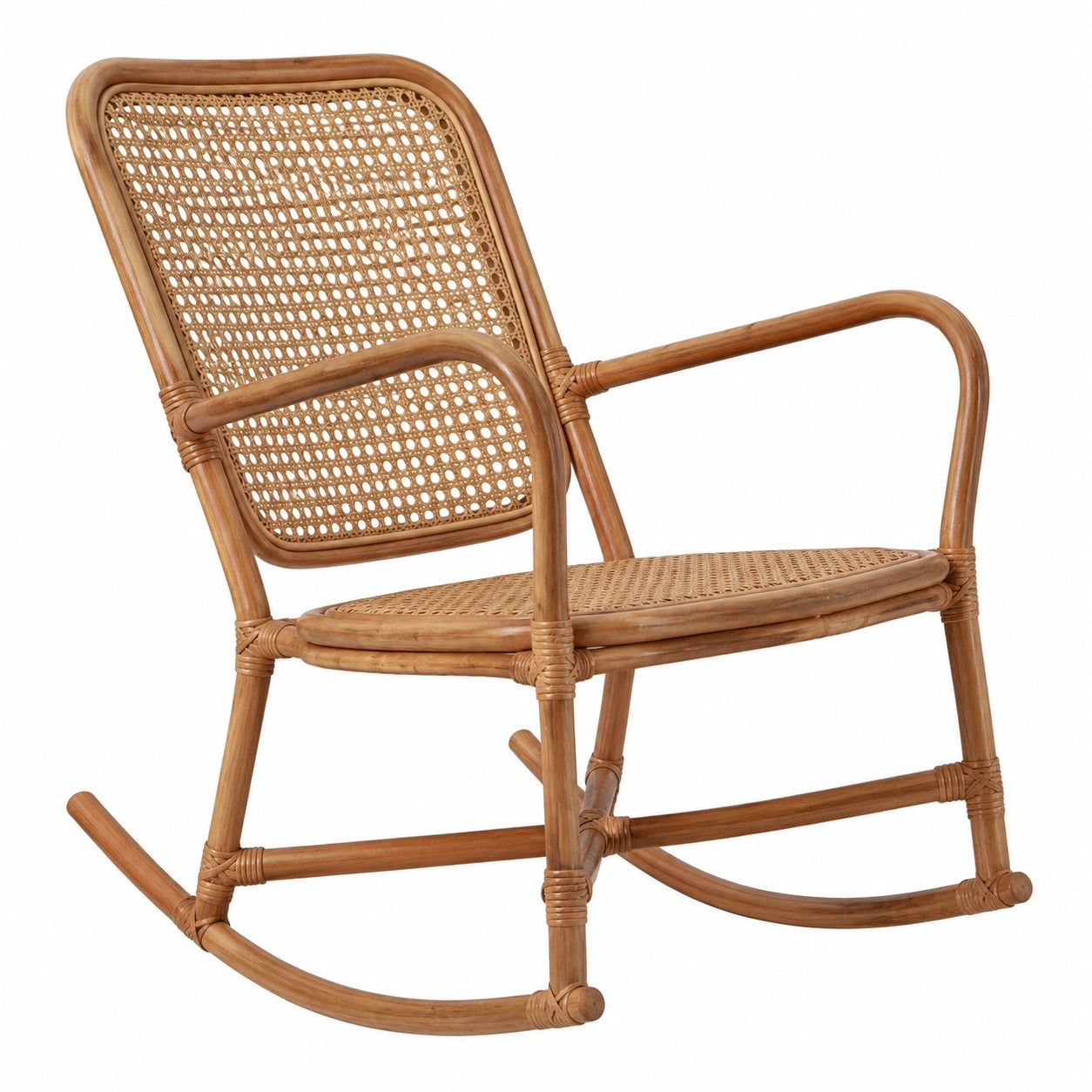 Chaise à bascule en rotin tressé naturel