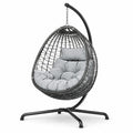 Chaise suspendue en métal avec coussin gris en polyester